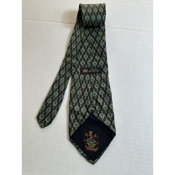 Paolo by Paolo Gucci Men's Neck Tie Green/Gold Geometric Italy 100% Silk Preppy - Picture 9 of 15